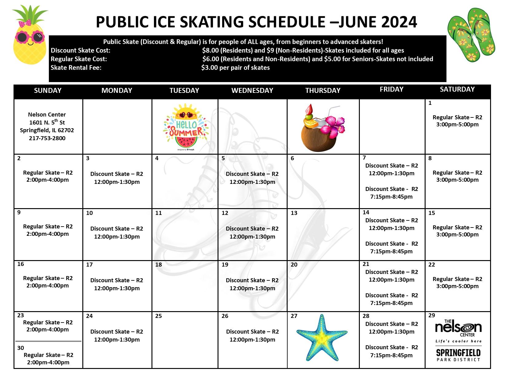 June 2024 Public Ice Skating Schedule